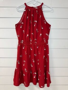 LOFT Red Floral Halter Sundress Girls L